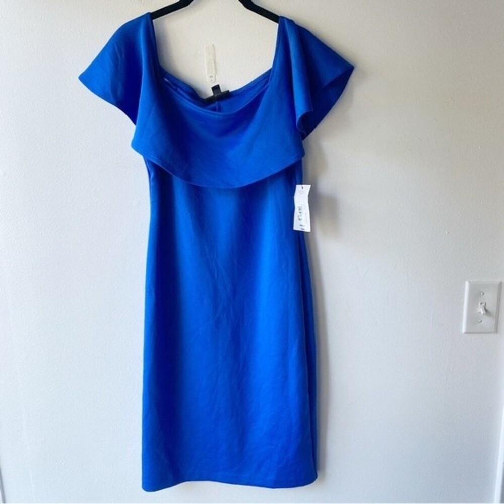 bold elements cut to curve cobalt blue mini dress